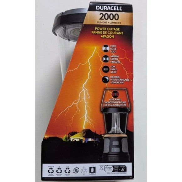 Duracell 2000 Lumens Tri-Power Rechargable Lantern Solar Power Built-In Battery - Picture 12 of 15